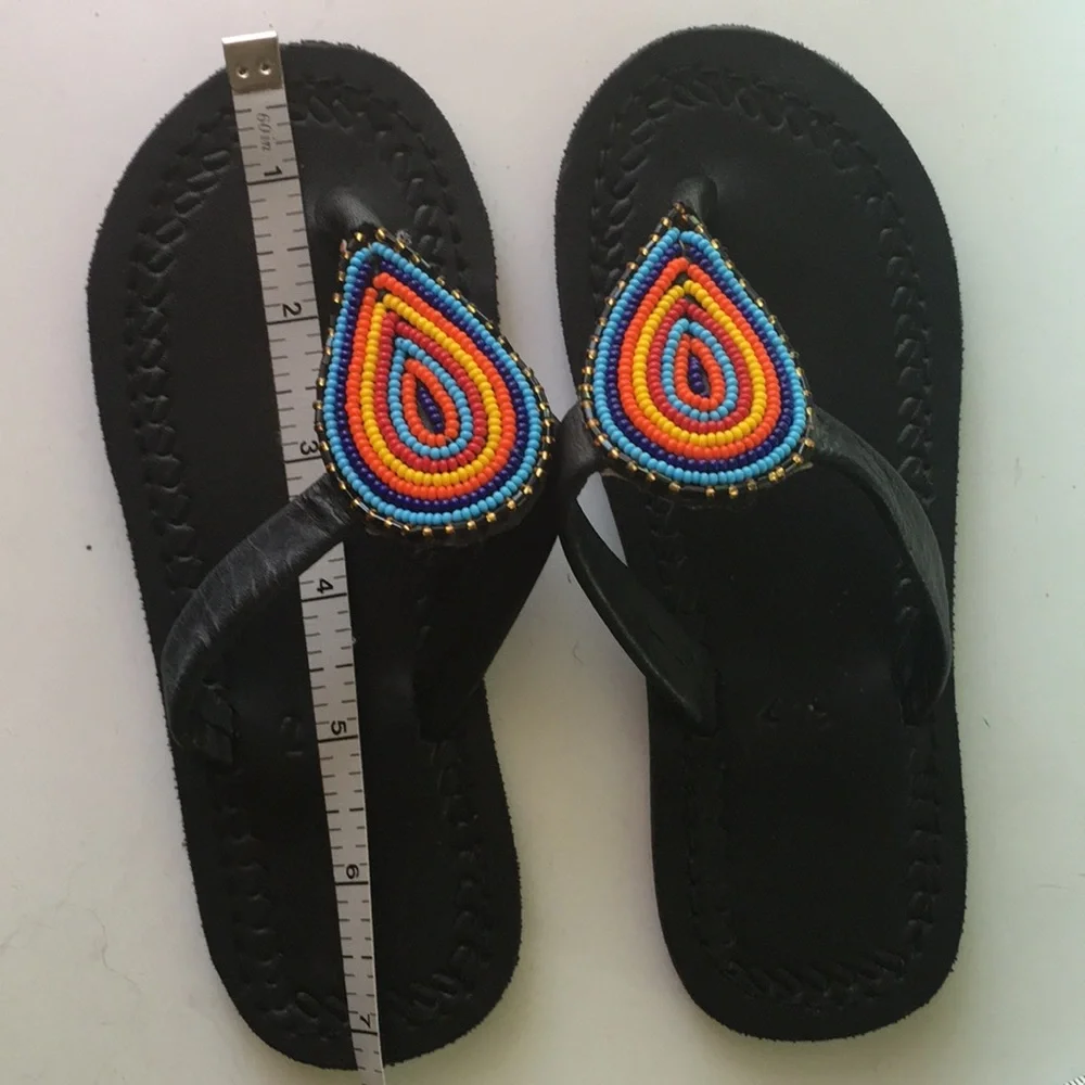 African beaded flip flops little girl